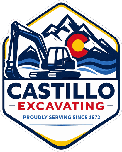 Castillo Excavating badge — proudly serving since 1972